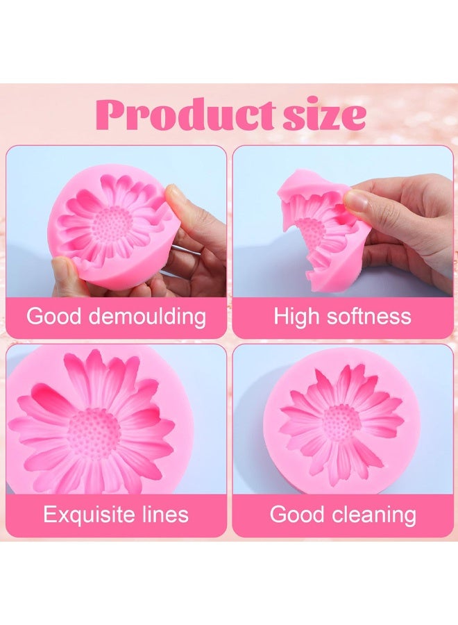 2Pcs Daisy Flower Candle Moulds, Silicone Pink Moldes Para Velas for Candle Making Butter Cake Soft Unique Molds 3D DIY Clay Soap Making - Image 3